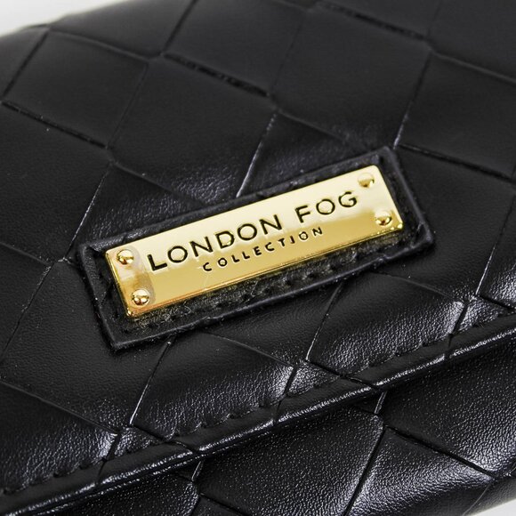 London Fog Black Woven Flap Wallet Organizer - Picture 2 of 7